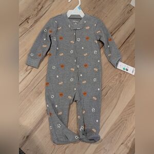 Carter's Gray Sports-Themed Footie Size 6 Months NWT